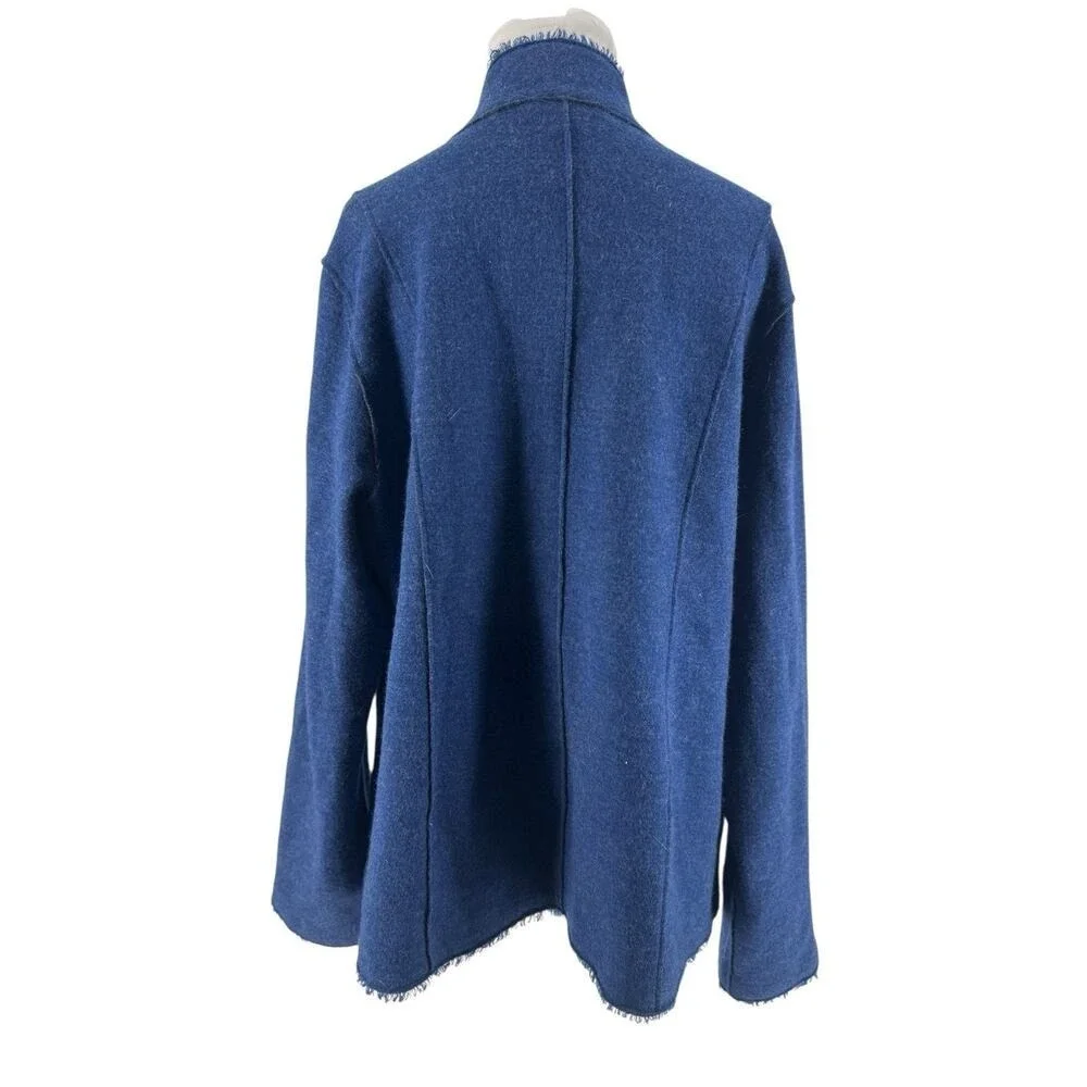 Eileen Fisher Women's Blue Felted Merino Wool Double Knit Jacket Size 1X